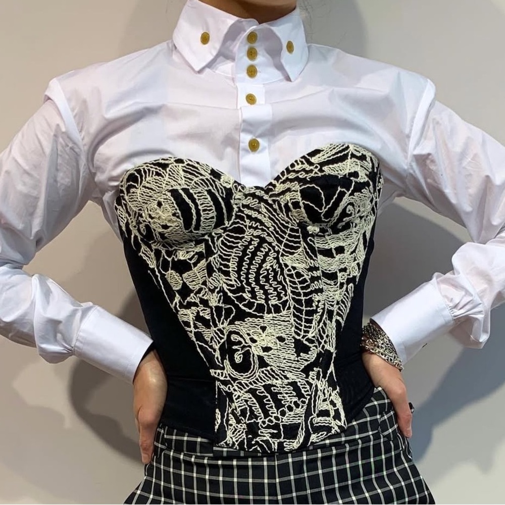 Vivienne Westwood SS 2021 embroidered Fargo corset